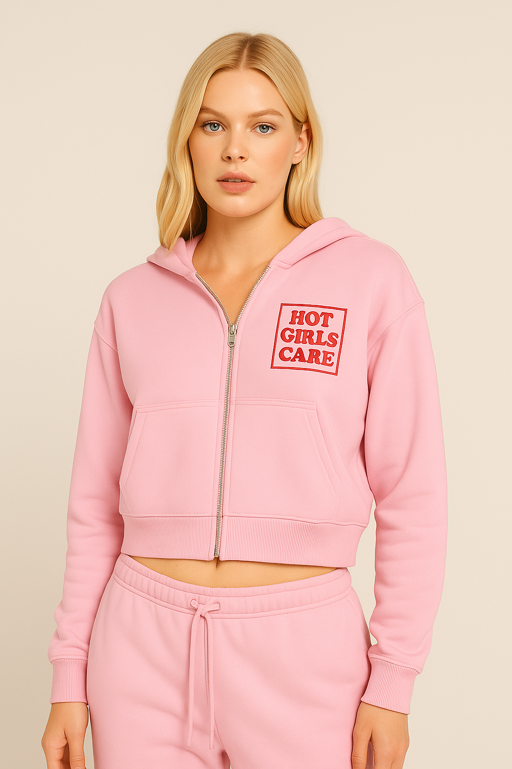 Pink Hot Girls Care Zip Up